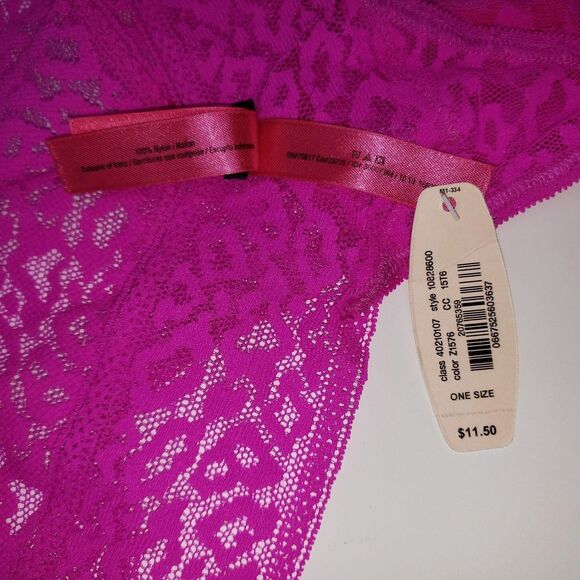 Victoria's Secret Thong Panties Womens One Size Pink The Lacie Lace Leopard NEW - Picture 7 of 9